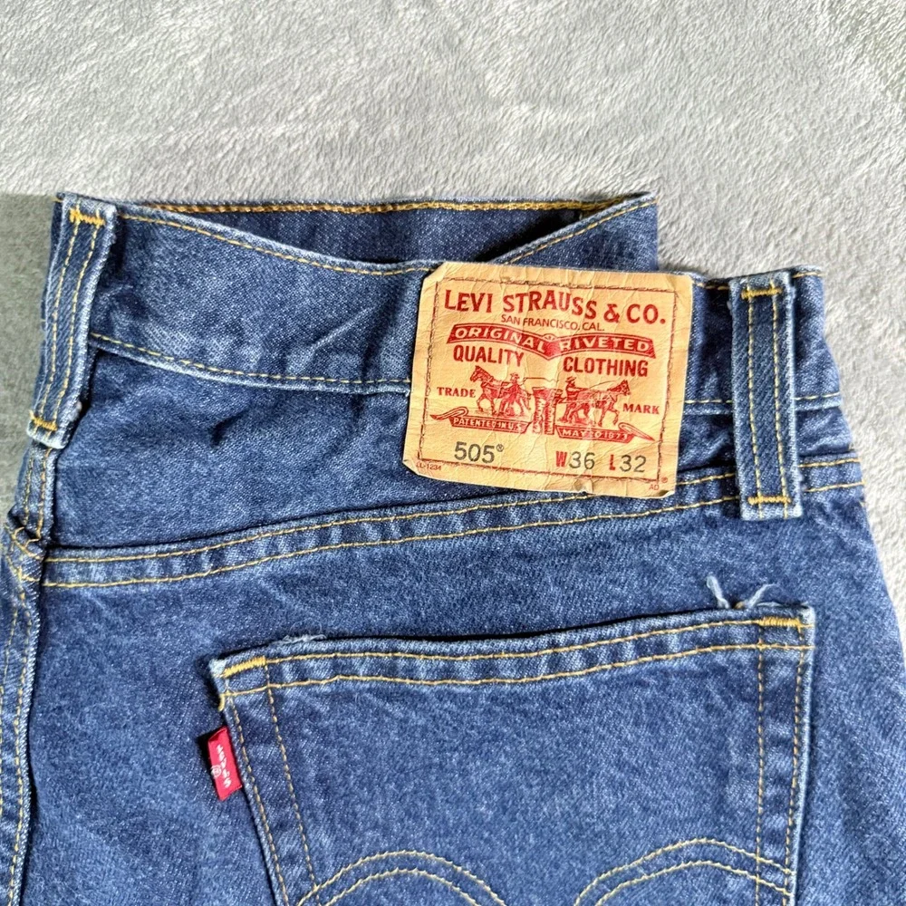 Levi Y2K 505 Jeans Mens 36x32 Dark Wash Straight Fit Denim Pants